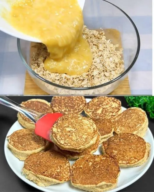 Pancake di farina d’avena, mele e banane