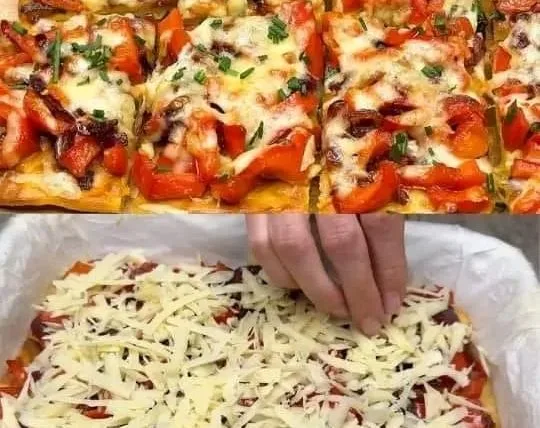 Focaccia aux Pommes de Terre Râpées et aux Poivrons